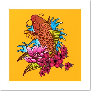 Cute Koi Animals Japanese Posters and Art